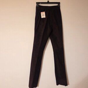 Danier Dark Brown Suede Boot Cut Side Zip Pants
